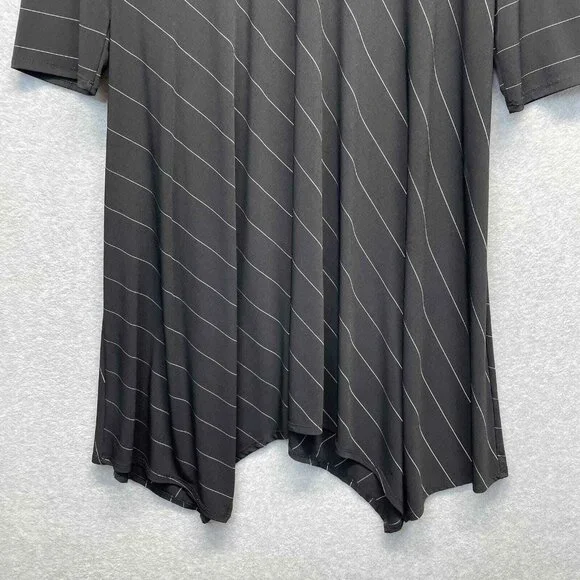 IC By Connie K Dress Womens XL Stretch Jersey Black Asymmetrical Hem Striped - Picture 3 of 11